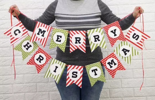 Inkdotpot предварительно натянутая овсянка баннер с Рождеством готова повесить крафт деревенский декор стены овсянка флаг разноцветный