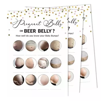 Inkdotpot Pregnant Belly Or Beer Belly Game Игровые карты Baby Shower Товары для вечеринок Карты активности Baby Shower Гендерно-нейтральные игры Это мальчик или 5 x 7 Inches белый