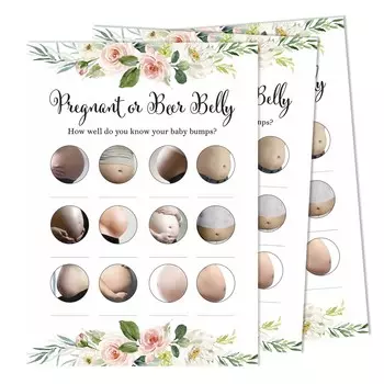 Inkdotpot Pregnant Or Beer Belly Game Игровые карты Baby Shower Товары для вечеринок Карточки активности Baby Shower Гендерно-нейтральные игры Это мальчик или 5 x 7 Inches белый