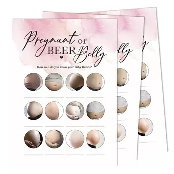 Inkdotpot Pregnant Or Beer Belly Game Игровые карты Baby Shower Товары для вечеринок Карточки активности Baby Shower Гендерно-нейтральные игры Это мальчик или 5 x 7 Inches белый