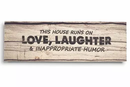 Inkdotpot Растянутый Холст Цитаты Настенный Художественный Декор, Этот Дом Работает На Любви, Смехе и Неуместном Юморе Настенный Декор-twoRustic Wall Art Sign Small Size: 6 x 17 inches светло-коричневого