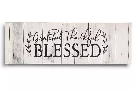 Inkdotpot Растянутый Холст Цитаты Wall Art Decor-Grateful Thankful Blessed Wall Decor- 8 x 24 Rustic Wall Art Sign 6 x 17 Inches белый
