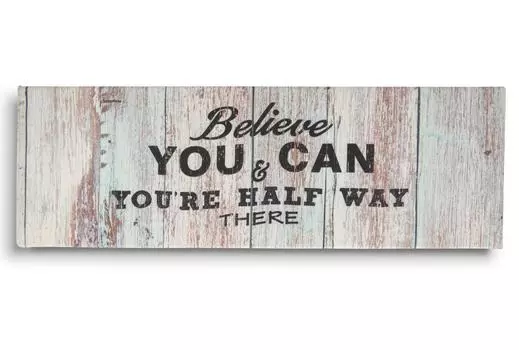 Inkdotpot Растянутый Холст Цитаты Wall Art Decor, Believe You & Can You re Half Way There Wall Decor-twoRustic Wall Art Sign Small Size: 6 x 17 inches светло-синий