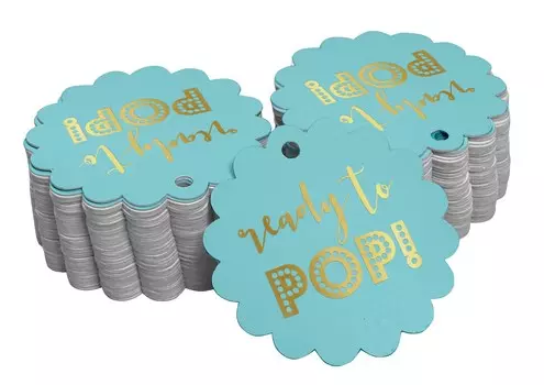 Inkdotpot Real Gold Foil Ready To Pop Baby Shower Tags Favor Hang Paper Tags 100 50 Gold Foil Tags чёрный