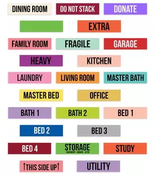 Inkdotpot Rectangle Shape Count Home Moving Labels - 25 различных цветовых кодов Moving Labels для коробок Наклейки Пустые этикетки для индивидуальных Round Shape-500 Count разноцветный