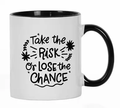 Inkdotpot рискни или упусти шанс керамическая кофейная кружка 11 унций подарок с положительными цитатами для сотрудников, боссов, коллег 11oz чёрный