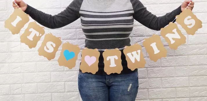 Inkdotpot Rustic Kraft It s Twins Бантинг Пол Выявить Бантинг Флаг Детский Гендерный Шоу Праздничные Атрибуты Беременность бежевый