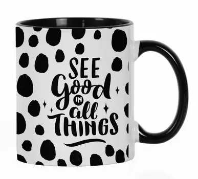 Inkdotpot See Good In All Things Керамическая кофейная кружка на 11 унций Вдохновляющие цитаты Сотрудник Босс Коллеги День рождения 11oz чёрный