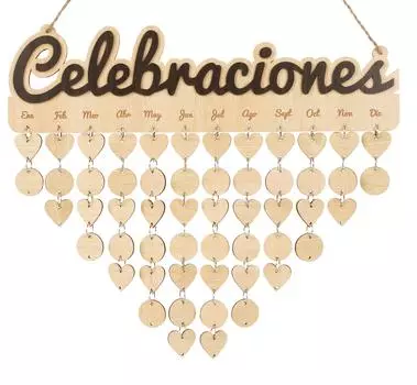 Inkdotpot Семейное Напоминание о Дне Рождения Настенный Деревянный Diy День Рождения Трекер Табличка Настенный Вечный Календарь, Подарок Для Мамы, Папы, Бабушки и Дедушки 16x4.7 коричневый