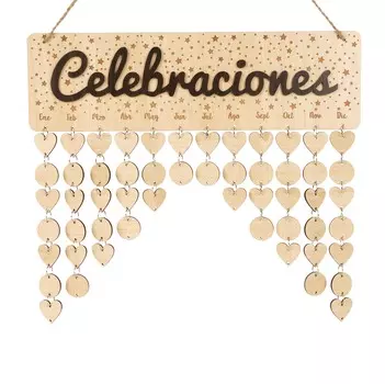 Inkdotpot Семейное Напоминание о Дне Рождения Настенный Деревянный Diy День Рождения Трекер Табличка Настенный Вечный Календарь, Подарок Для Мамы, Папы, Бабушки и Дедушки 16x4.7 коричневый