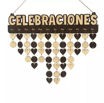 Inkdotpot Семейное Напоминание о Дне Рождения Настенный Деревянный Diy День Рождения Трекер Табличка Настенный Вечный Календарь, Подарок Для Мамы, Папы, Бабушки и Дедушки 16x4.7 коричневый