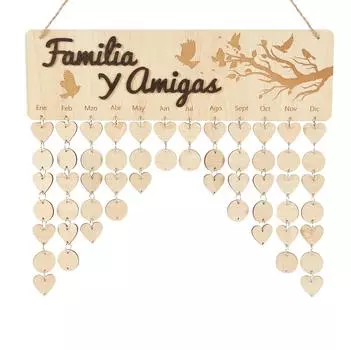 Inkdotpot семейное напоминание о рождении настенный деревянный Diy день рождения трекер табличка настенный вечный календарь 16x4.7 коричневый