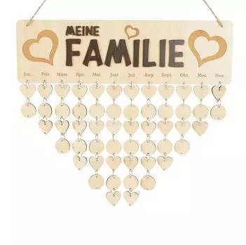 Inkdotpot семейное напоминание о рождении настенный деревянный Diy день рождения трекер табличка настенный вечный календарь 16x4.7 коричневый