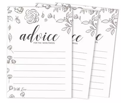 Inkdotpot Set of 50 Advice for The Newlyweds, Bride & Groom, Perfect Addition to Your Wedding Reception Decorations Advice Cards 5x7 inches 5 x 7 Inches чёрный