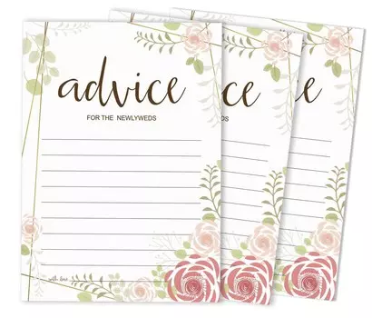 Inkdotpot Set of 50 Advice for The Newlyweds, Bride & Groom, Mr and Mrs Advice Cards Floral Wedding Dcor, Guestbook Alternative 5x7 inches 5 x 7 Inches чёрный