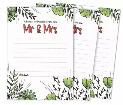 Inkdotpot Set of 50 Advice & Wishes for The New Mr and Mrs Greenery Advice Cards Wedding Dcor, Guestbook Alternative 5x7 inches 5 x 7 Inches чёрный