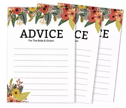 Inkdotpot Set Of 50 Wishes For The Bride & Groom, Mr and Mrs Advice Cards Classic Floral Wedding Dcor, Guestbook Alternative 5x7 inches 5 x 7 Inches чёрный