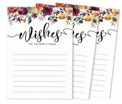 Inkdotpot Set Of 50 Wishes For The Bride & Groom, Mr and Mrs Advice Cards Classic Floral Wedding Dcor, Guestbook Alternative 5x7 inches 5 x 7 Inches чёрный