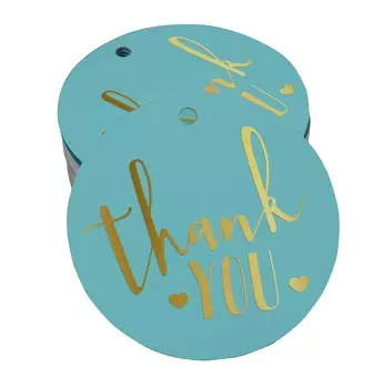 Inkdotpot Спасибо Свадебный душ-Детский душ-Выход на пенсию-Свадьба-День рождения Бутылка Бирка Настоящая золотая фольга Польза Повесить Теги Упаковка 50 Gold Foil Tags аква голубой