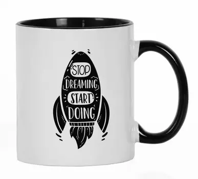 Inkdotpot Stop Dreaming Start Doing Ceramic Coffee Mug 11 Oz Inspirational Novelty Gift Motivational Quotes Christmas 11oz чёрный