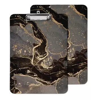 Inkdotpot Сухое стирание Двусторонний буфер обмена Мраморный акварельный печатный картон Буфер обмена с бесплатным маркером 9X12.5 чёрный