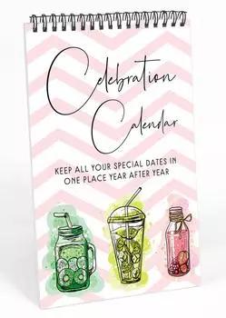 Inkdotpot Summer Bliss Perpetual Calendar, важные даты, которые следует помнить - ежемесячный и ежедневный журнал 6x9 для особых дней 9 x 6 Inches белый