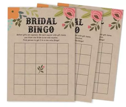 Inkdotpot Свадебный душ Девичник Массовая пустая площадь Заполнить идеи подарков 50A Деревенский крафт 5 x 7 Inches бежевый