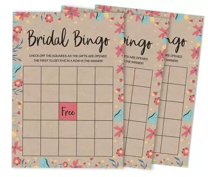 Inkdotpot Свадебный душ Девичник Массовая пустая площадь Заполнить идеи подарков 50A Деревенский крафт 5 x 7 Inches бежевый