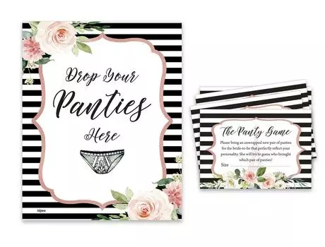 Inkdotpot Свадебный душ Game 1 SignA 30 Size CardsA White Flower Eiffel Tower Girls Night Out Девичник Сбросьте трусики 3.5 x 2.5 Inches белый