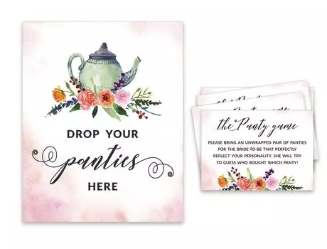 Inkdotpot Свадебный душ Game 1 SignA 30 Size CardsA White Tea Party Girls Night Out Девичник Drop Your Panties 3.5 x 2.5 Inches белый