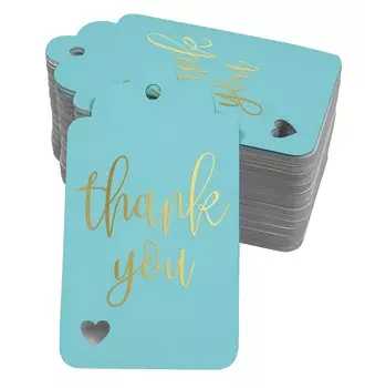 Inkdotpot ThankYou Bridal Shower-Baby Shower-Pension-Wedding-Dirthday Bottle Tag Real Gold Foil Favor Hang Tags Pack Of 50 Gold Foil Tags аква голубой