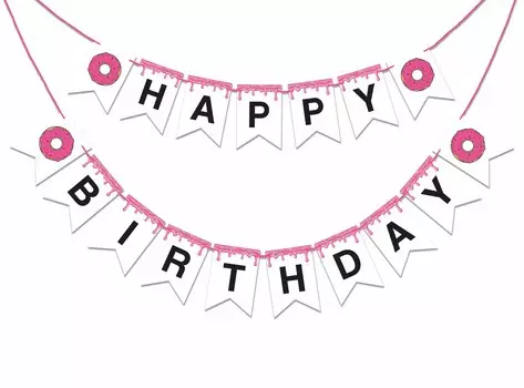 Inkdotpot украшения для дня рождения, гирлянда для дня рождения, гирлянда для маленьких мальчиков или девочек, пончики, гендерно нейтральный вымпел, баннер синий