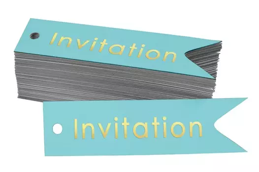 Inkdotpot Упаковка из 100 пригласительных бумажных бирок на вечеринку Ремесло Настоящая золотая фольга Повесьте 50 Gold Foil Tags синий