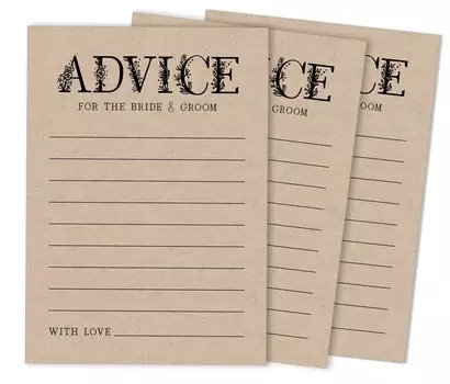 Inkdotpot Упаковка из 50 карточек с советами из деревенской крафт-бумаги, советы для жениха и невесты, игра «Мистер и миссис», свадебное занятие, 5x7 дюймов 5 x 7 Inches чёрный