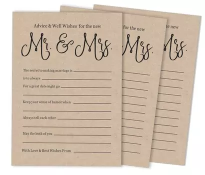 Inkdotpot Упаковка из 50 карточек с советами из деревенской крафт-бумаги, советы и пожелания для жениха и невесты, свадебная игра «Мистер и миссис» размером 5x7 дюймов 5 x 7 Inches чёрный