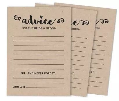 Inkdotpot Упаковка из 50 карточек с советами из деревенской крафт-бумаги, советы для жениха и невесты, игра «Мистер и миссис», свадебное занятие, 5x7 дюймов 5 x 7 Inches чёрный