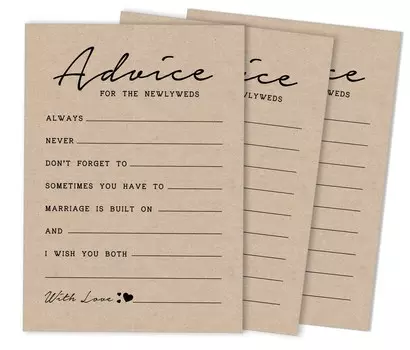 Inkdotpot Упаковка из 50 карточек с советами из деревенской крафт-бумаги, советы и пожелания для жениха и невесты, свадебная игра «Мистер и миссис» размером 5x7 дюймов 5 x 7 Inches чёрный