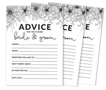 Inkdotpot Упаковка из 50 классических белых карточек с советами, советами и пожеланиями для жениха и невесты, свадебной игры «Мистер и миссис» размером 5x7 дюймов 5 x 7 Inches чёрный