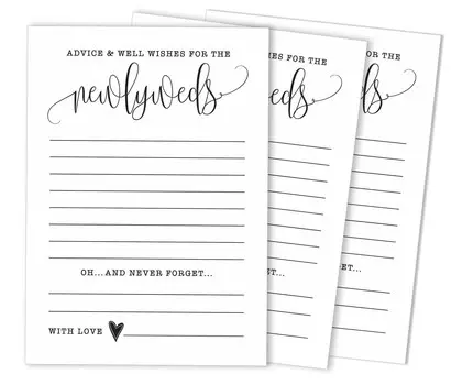 Inkdotpot Упаковка из 50 классических белых карточек с советами, советами и пожеланиями для жениха и невесты, свадебной игры «Мистер и миссис» размером 5x7 дюймов 5 x 7 Inches чёрный