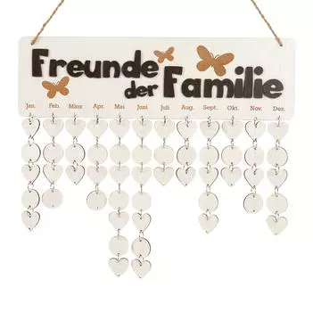 Inkdotpot Вечный настенный календарь Деревянный, запоминающиеся даты Настенный календарь на день рождения-декоративный трекер на день рождения Настенная табличка 16x4.7 коричневый