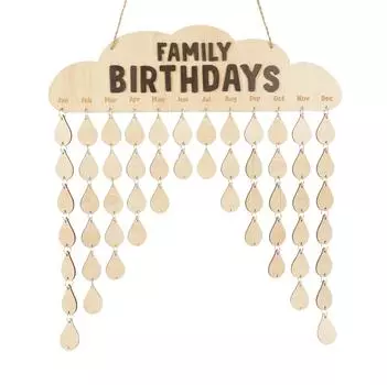 Inkdotpot Вечный настенный календарь Деревянный, запоминающиеся даты Настенный календарь на день рождения-декоративный трекер на день рождения Настенная табличка 16x4.7 коричневый