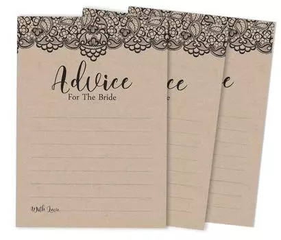 Inkdotpot Victorian Black Lace KraftA Advice And Wishes Set Of 50 Bridal Shower Advice Game 5 x 7 inches бежевый