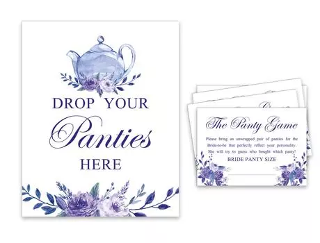 Inkdotpot White Drop Your Panties Девичник Игра в трусики Цветочное чаепитие Свадебный душ Игра 1 SignA 30 Размер 3.5 x 2.5 Inches белый