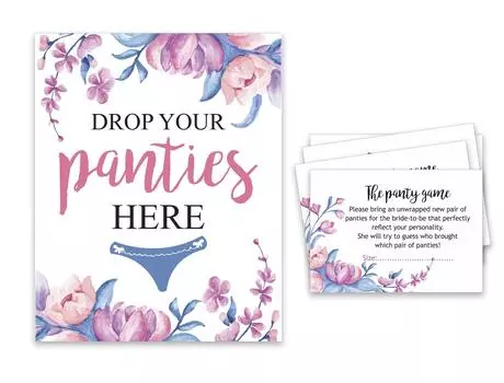 Inkdotpot White Girls Night Out Bachelorette Party Panty Game Цветочная игра для свадебного душа 1 SignA 30 Size 3.5 x 2.5 Inches белый