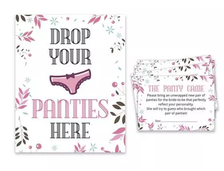 Inkdotpot White Girls Night Out Bachelorette Party Panty Game Цветочная игра для свадебного душа 1 SignA 30 Size 3.5 x 2.5 Inches белый