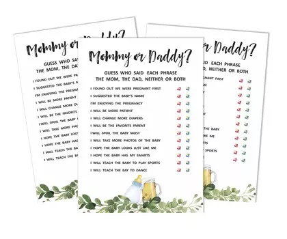 Inkdotpot Who Said it Game Mommy Or Daddy 50 Sheet Fun Baby Shower Game Cheers Gender Neutral Party Supply-8443 5 x 7 Inches белый