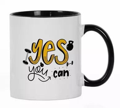 Inkdotpot Yes You Can Керамическая кофейная кружка на 11 унций Вдохновляющий юмор для взрослых Сотрудник Босс Коллеги День рождения 11oz чёрный