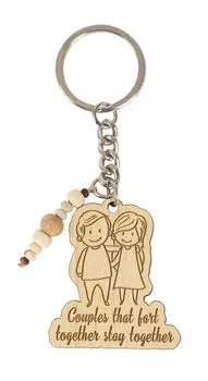 Inkdotpot Забавный брелок Пары, которые пердят вместе Остаются вместе Брелок с деревянной гравировкой Забавные пары Брелок Новинка 4.3 Inches коричневый