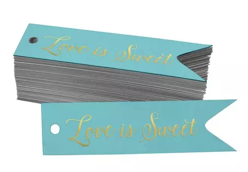 Inkdotpot Золотая фольга Бумажные бирки Love Is Sweet Wedding Favor Tags 100 50 Gold Foil Tags аква голубой