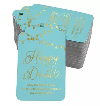Inkdotpot Золотая фольга Бумажные подвесные бирки Happy Diwali Favor Tags 100 Pack 50 Gold Foil Tags аква голубой